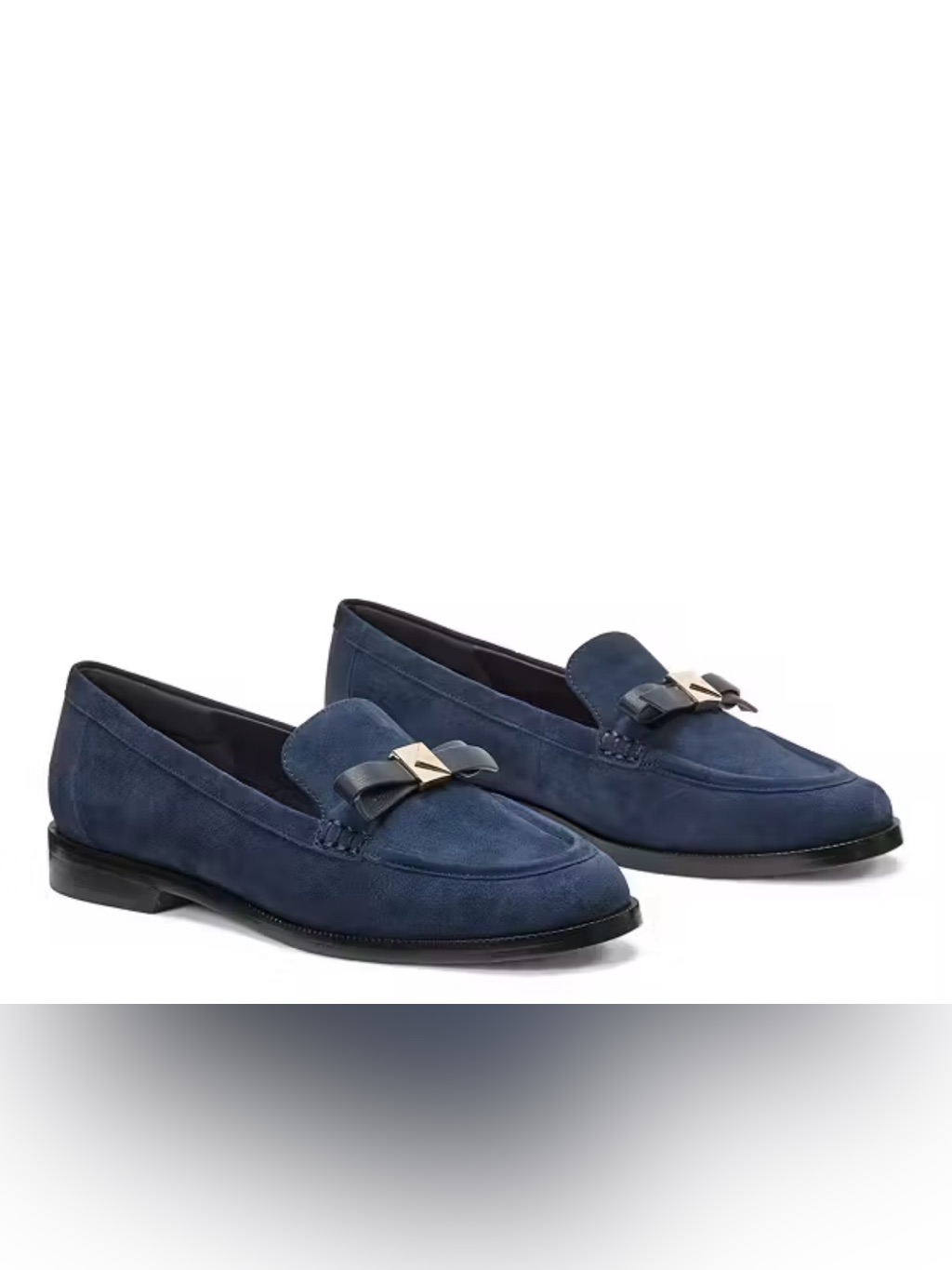 Kate Spade New York Deco Navy Suede Bow Loafers - Women Size 8b